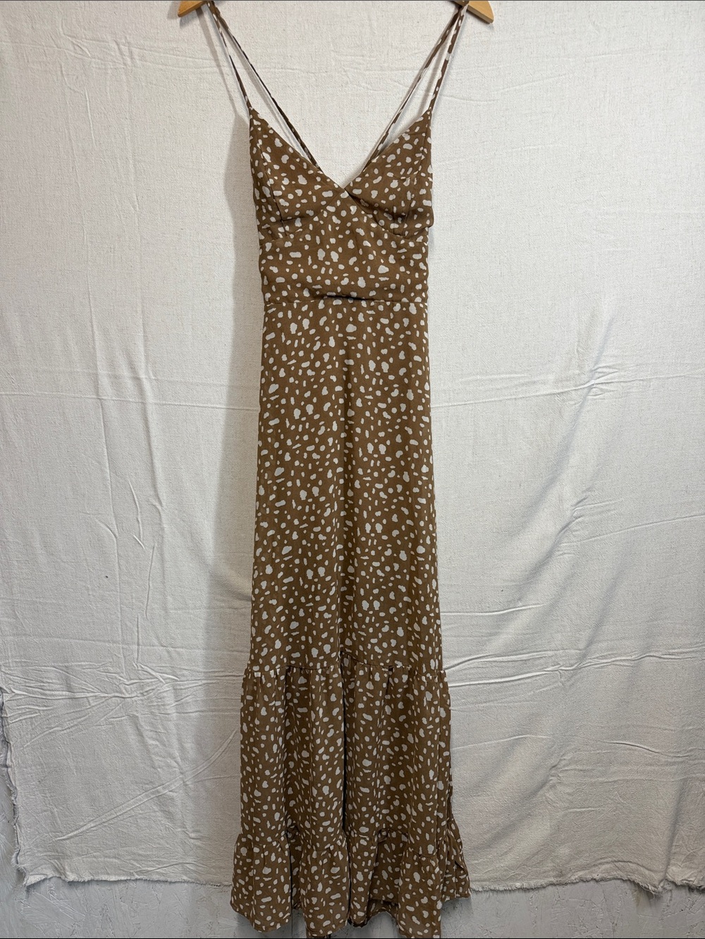 mittoshop Brown Spotted Maxi Slip Dress